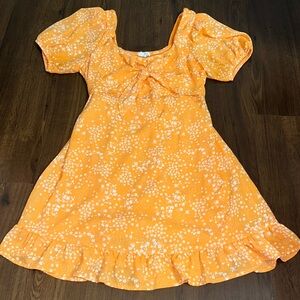 Orange and White Floral Dress